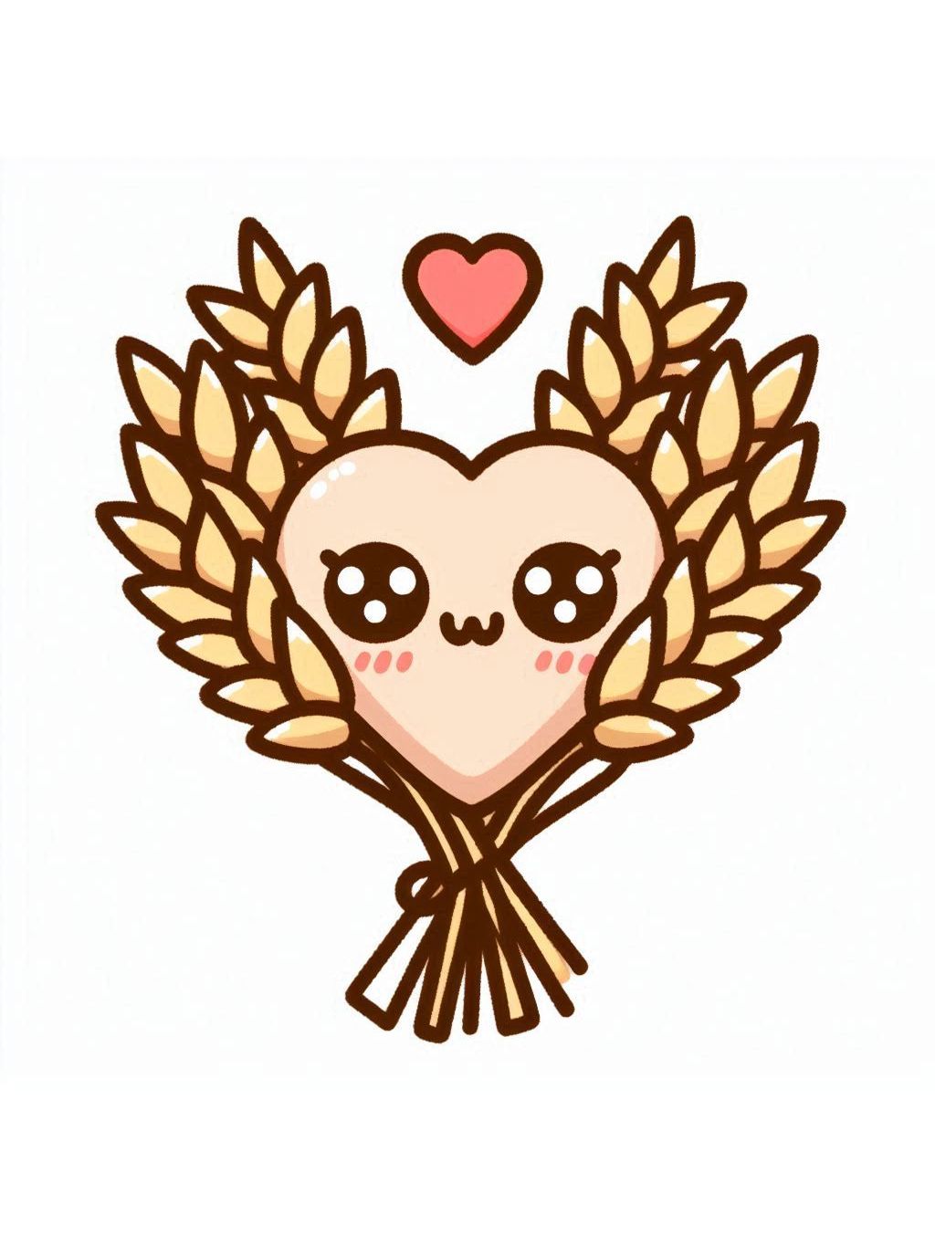 thanksgiving love drawing ideas featuring a cute heart with wheat stalks forming a heart shape around it, symbolizing warmth and abundance.